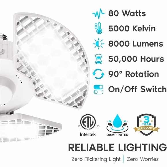 3-Panel LED Garage Light - Picture 4 of 5